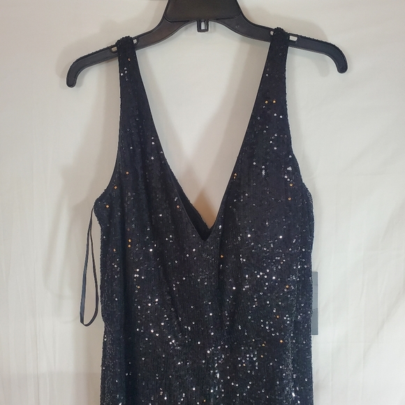 $398 La Femme Women's Size 18W Black Sleeveless Wide Leg Sequin Jumpsuit New - Picture 6 of 7